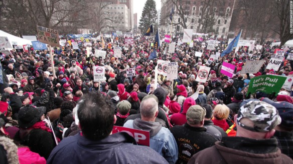 Photo of protestors outside Michigan state Capitol, December 11, 2012.